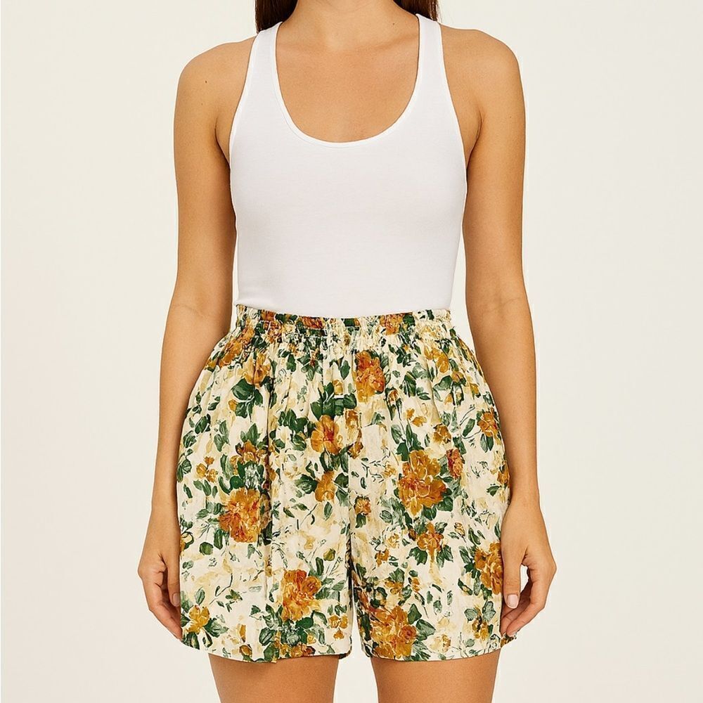 Coaco Vintage Floral Silk Longline Shorts